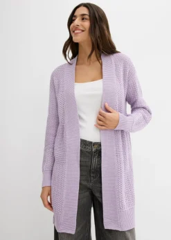 bonprix bonprix Chaqueta larga de punto lila pastel Hot