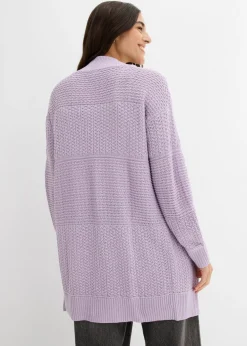 bonprix bonprix Chaqueta larga de punto lila pastel Hot