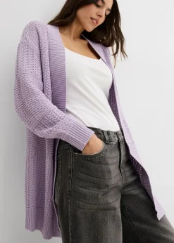 bonprix bonprix Chaqueta larga de punto lila pastel Hot