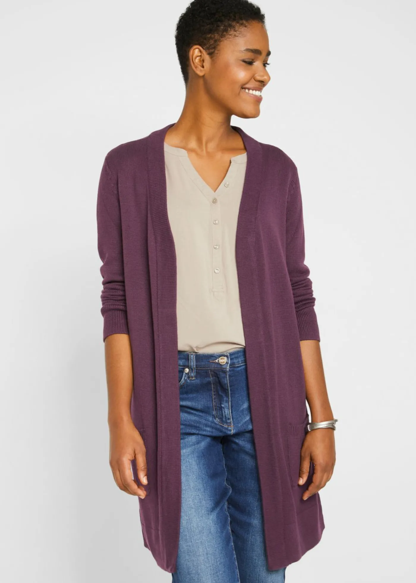 bonprix bonprix Chaqueta larga de punto Burdeos Online