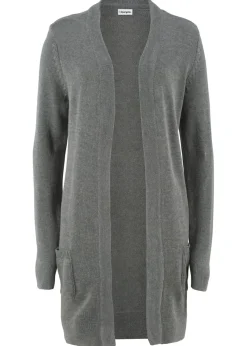 bonprix bonprix Chaqueta larga de punto gris moteado