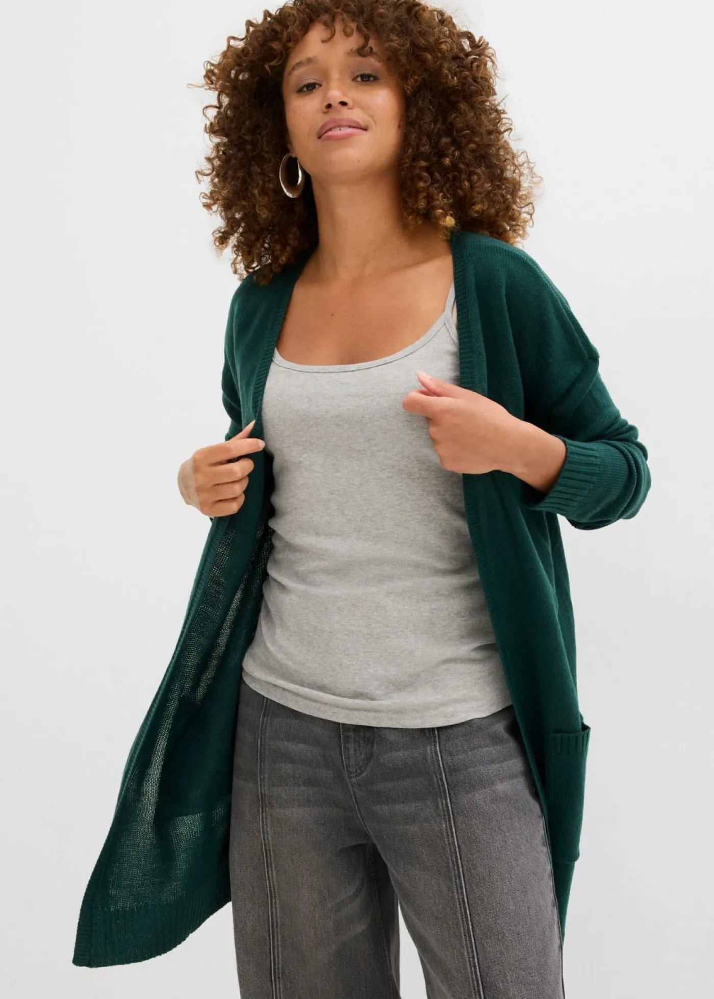 bonprix bonprix Chaqueta larga de punto Verde intenso Online