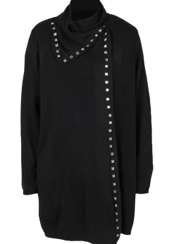 bonprix bonprix Chaqueta larga de punto con tachuelas Negro-plata