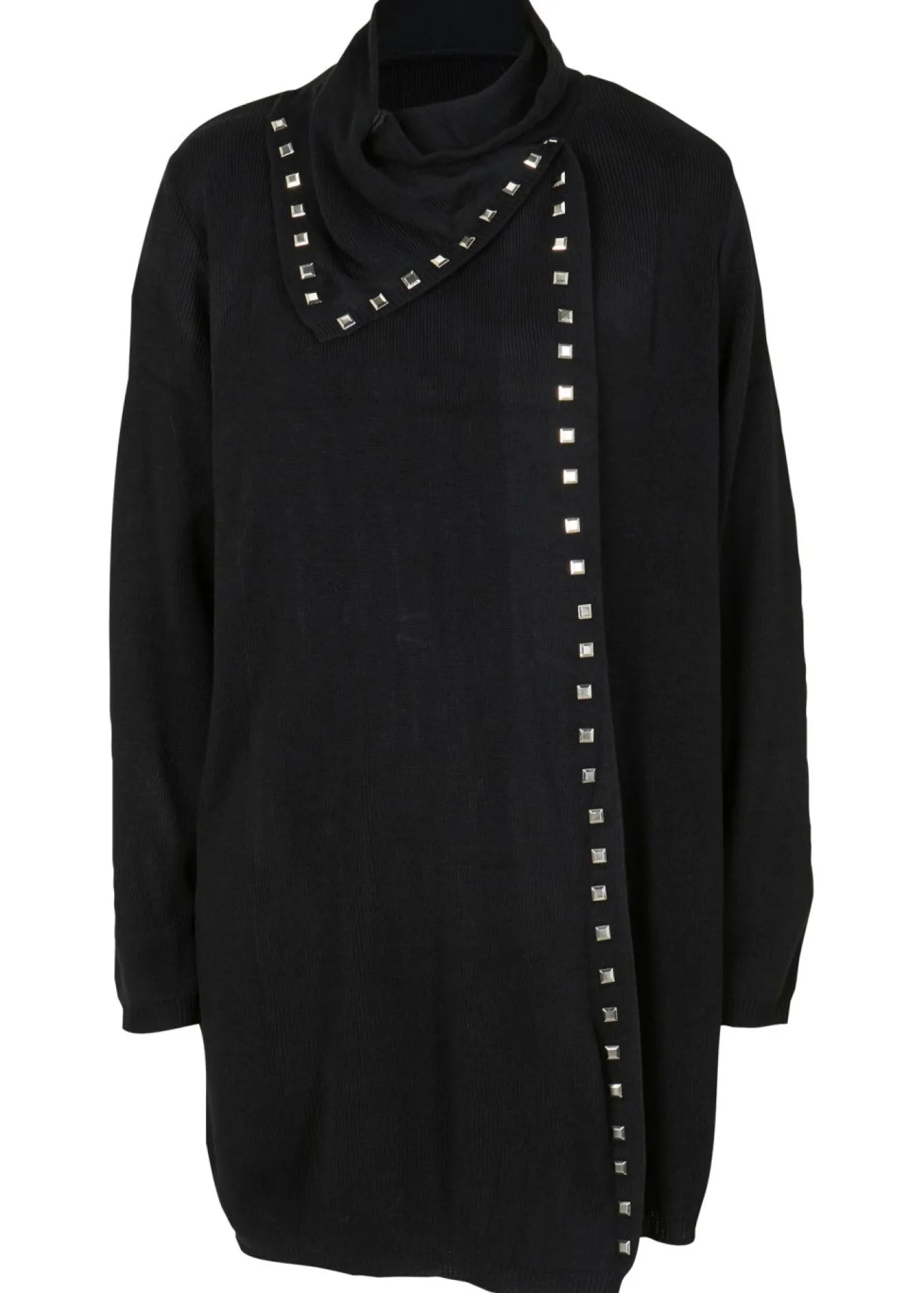 bonprix bonprix Chaqueta larga de punto con tachuelas Negro-plata