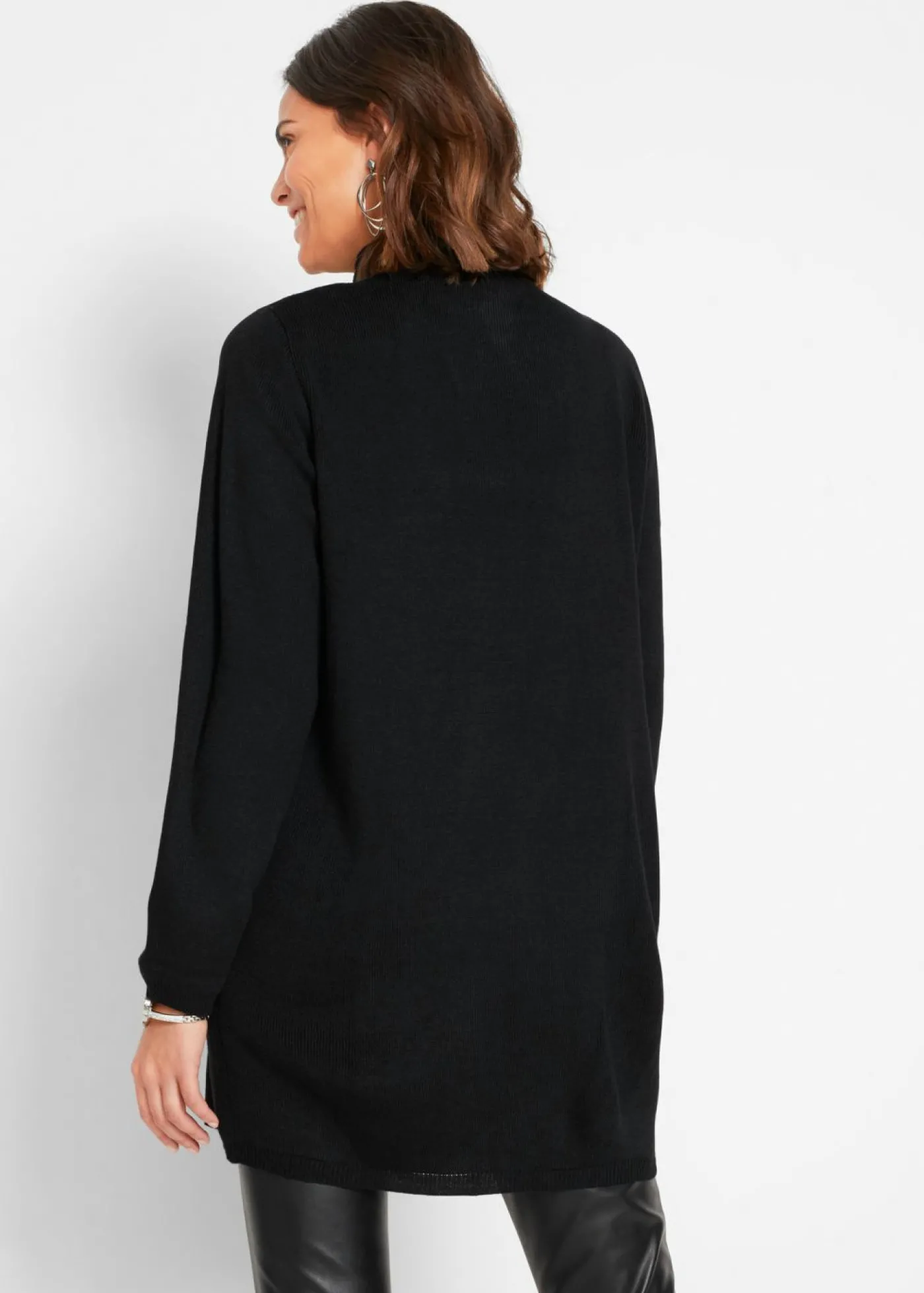bonprix bonprix Chaqueta larga de punto con tachuelas Negro-plata