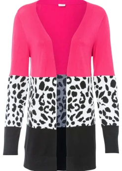 bonprix bonprix Chaqueta larga de punto de canalé Negro de leopardo Best