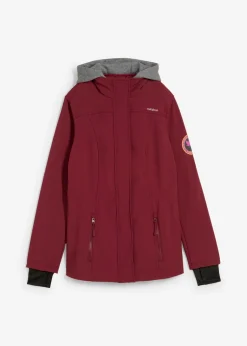 bonprix bonprix Chaqueta larga de softshell, repelente al agua, aspecto 2 en 1 Burdeos New