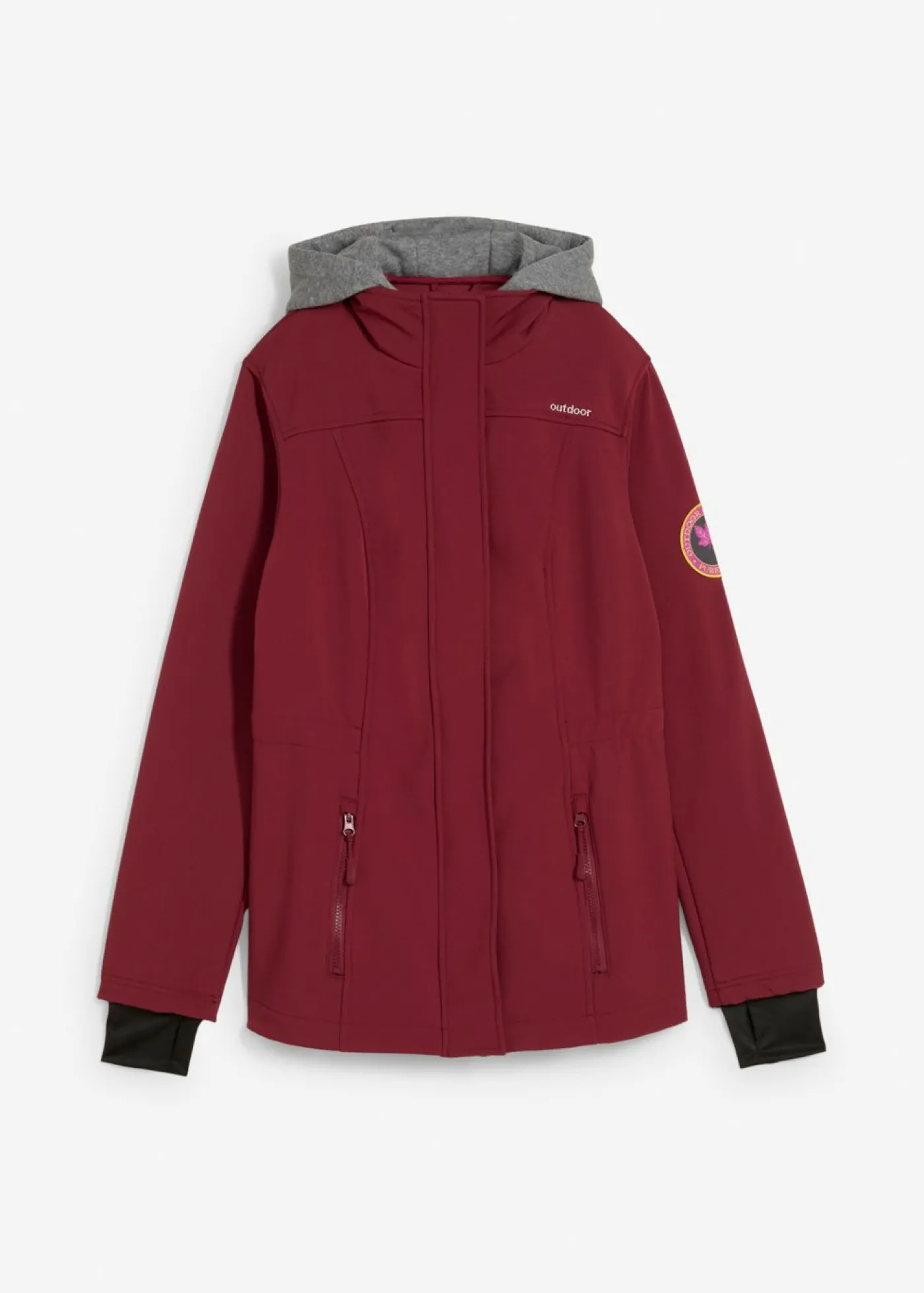 bonprix bonprix Chaqueta larga de softshell, repelente al agua, aspecto 2 en 1 Burdeos New