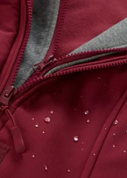 bonprix bonprix Chaqueta larga de softshell, repelente al agua, aspecto 2 en 1 Burdeos New