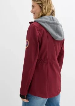 bonprix bonprix Chaqueta larga de softshell, repelente al agua, aspecto 2 en 1 Burdeos New