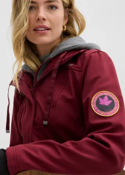 bonprix bonprix Chaqueta larga de softshell, repelente al agua, aspecto 2 en 1 Burdeos New