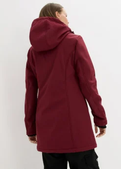 bonprix bonprix Chaqueta larga funcional softshell repelente al agua, forro polar suave rojo avellana Best