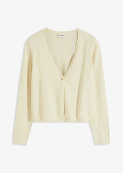 bonprix bonprix Chaqueta lisa de punto fino Arena claro Sale