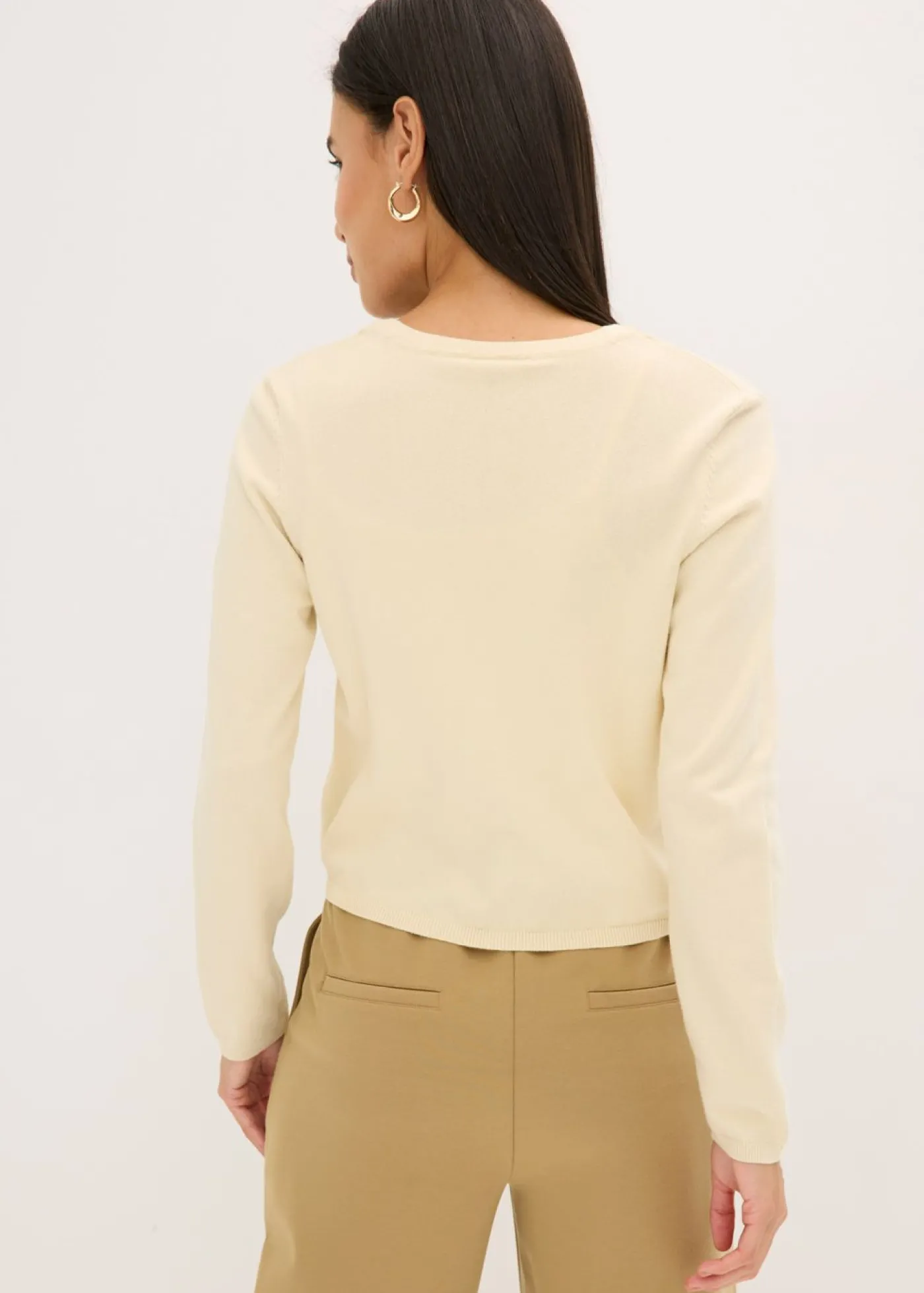 bonprix bonprix Chaqueta lisa de punto fino Arena claro Sale