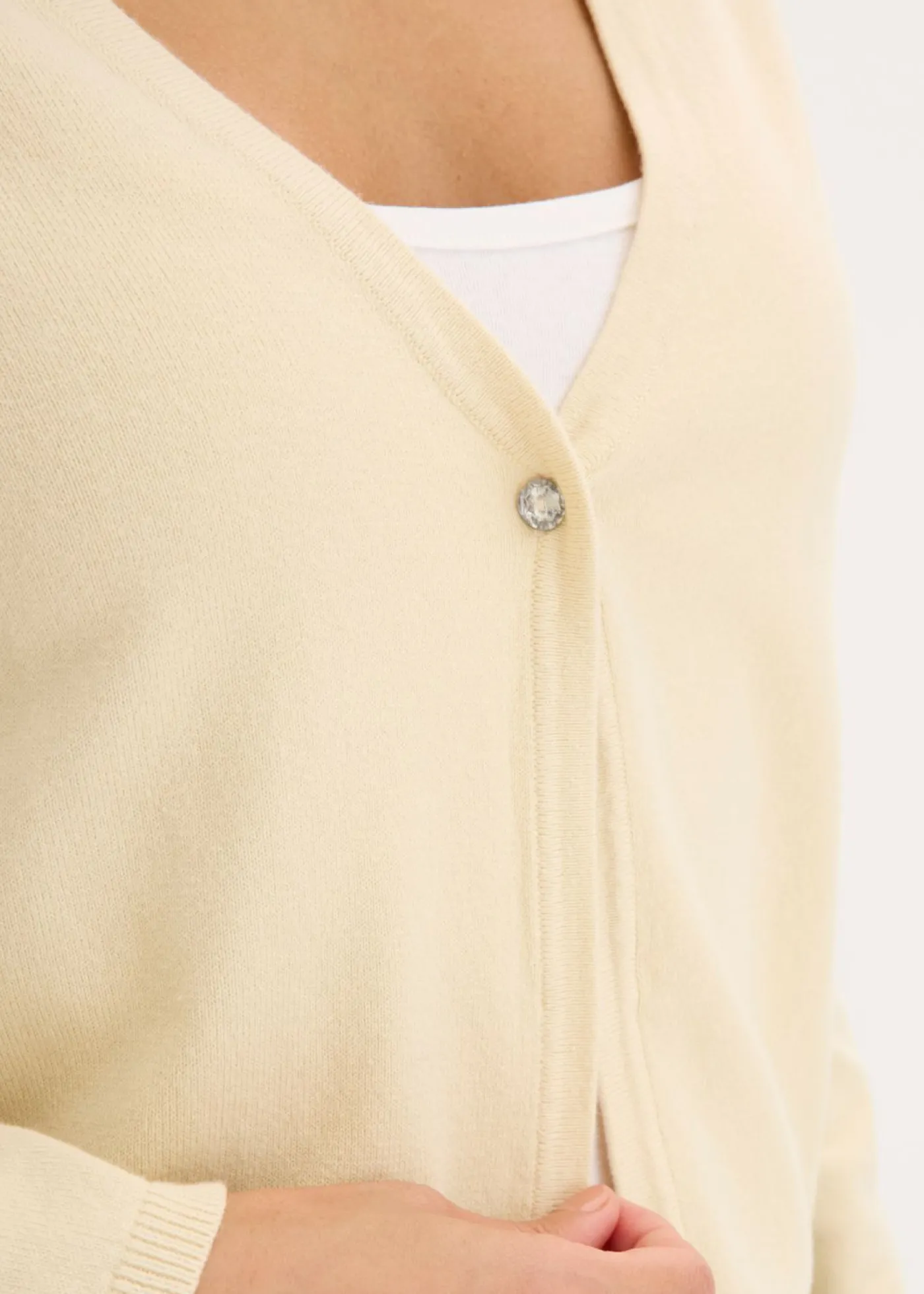 bonprix bonprix Chaqueta lisa de punto fino Arena claro Sale