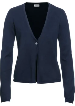 bonprix bonprix Chaqueta lisa de punto fino Azul marino