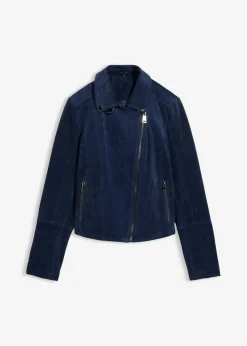 bonprix bonprix Chaqueta motera de ante Azul marino Online