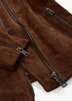bonprix bonprix Chaqueta motera de ante marrón