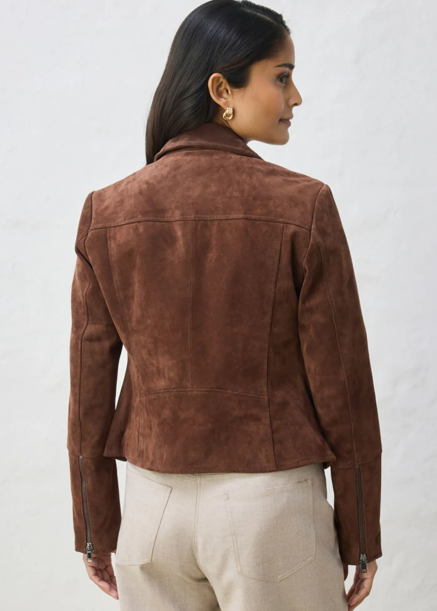bonprix bonprix Chaqueta motera de ante marrón