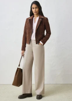bonprix bonprix Chaqueta motera de ante marrón