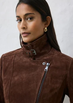 bonprix bonprix Chaqueta motera de ante marrón