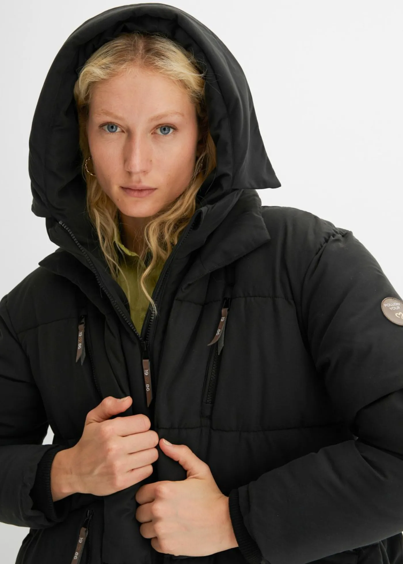 bonprix bonprix Chaqueta oversize de invierno con capucha Negro Outlet