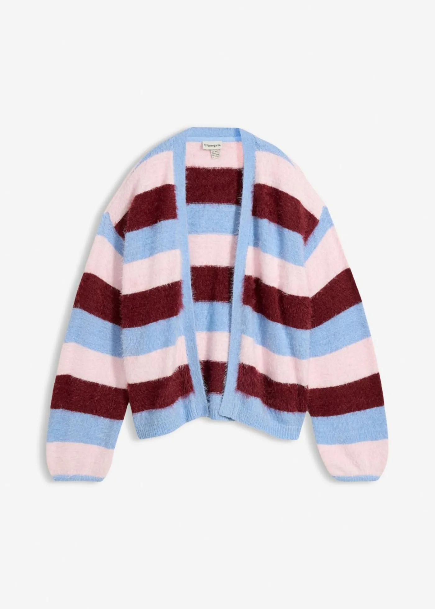 bonprix bonprix Chaqueta oversize de punto rosa claro-rojo rubí-azul claro con rayas Outlet