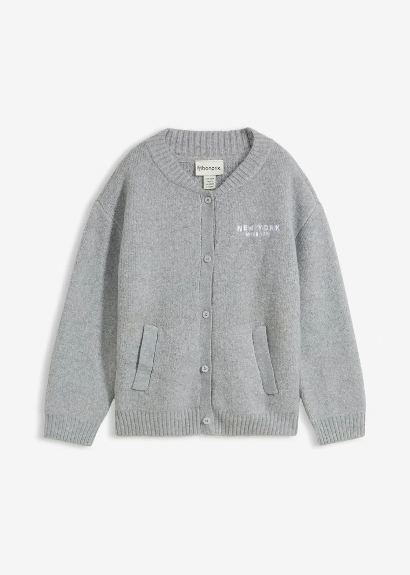 bonprix bonprix Chaqueta oversize de punto Gris claro jaspeado-blanco