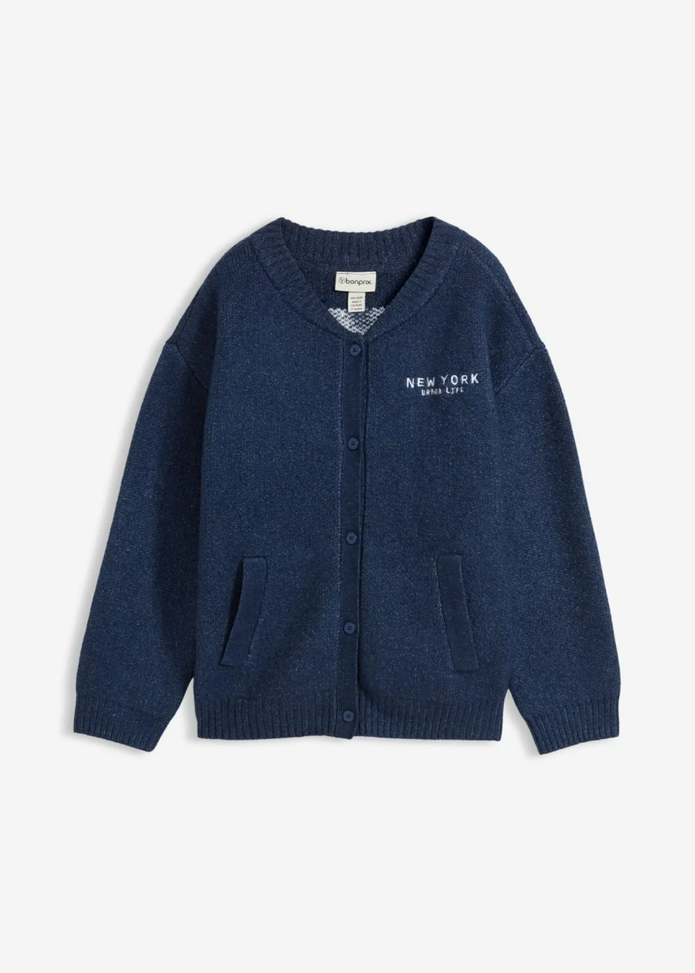 bonprix bonprix Chaqueta oversize de punto Azul marino-blanco Discount