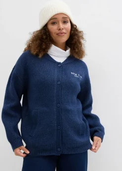 bonprix bonprix Chaqueta oversize de punto Azul marino-blanco Discount