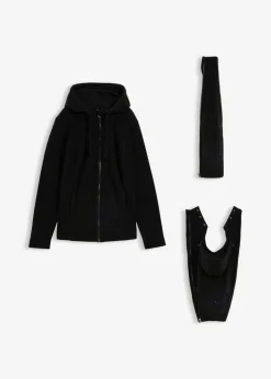bonprix bonprix Chaqueta polar 4 en 1 con inserto para bebé y función de porteo en la parte delantera y trasera Negro