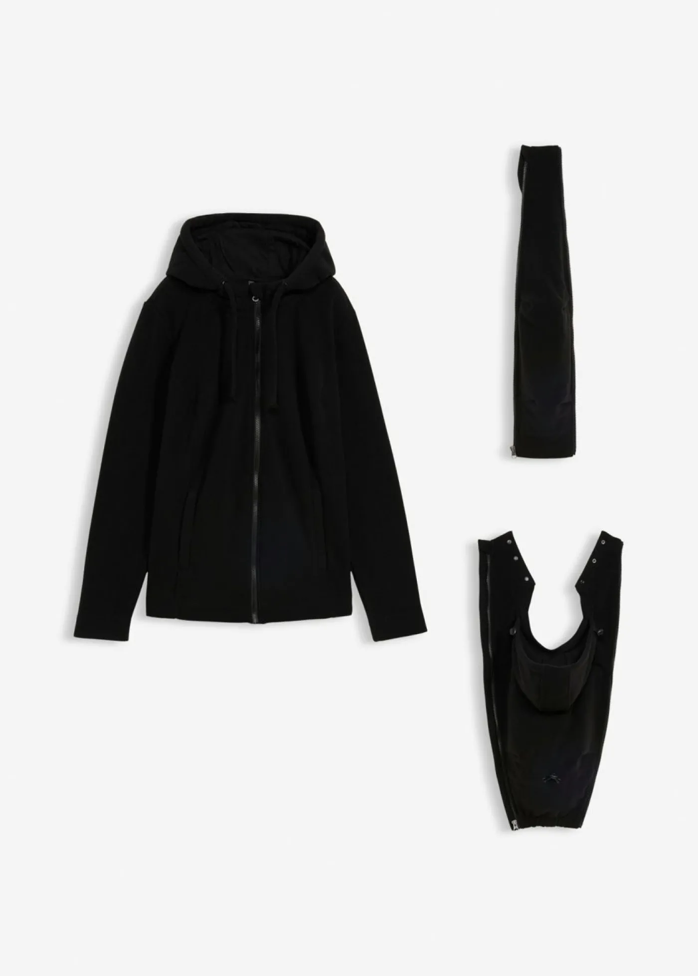 bonprix bonprix Chaqueta polar 4 en 1 con inserto para bebé y función de porteo en la parte delantera y trasera Negro