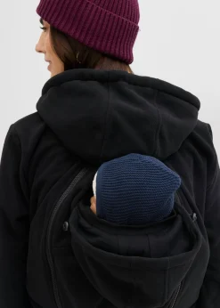 bonprix bonprix Chaqueta polar 4 en 1 con inserto para bebé y función de porteo en la parte delantera y trasera Negro