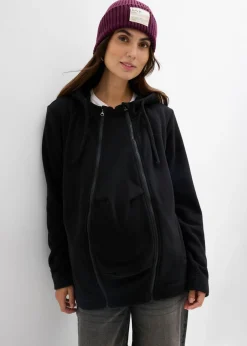 bonprix bonprix Chaqueta polar 4 en 1 con inserto para bebé y función de porteo en la parte delantera y trasera Negro