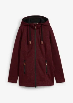bonprix bonprix Chaqueta polar con capucha burdeos/negro moteado Discount
