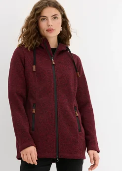 bonprix bonprix Chaqueta polar con capucha burdeos/negro moteado Discount