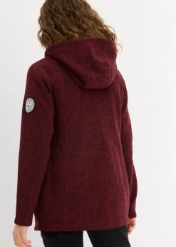 bonprix bonprix Chaqueta polar con capucha burdeos/negro moteado Discount
