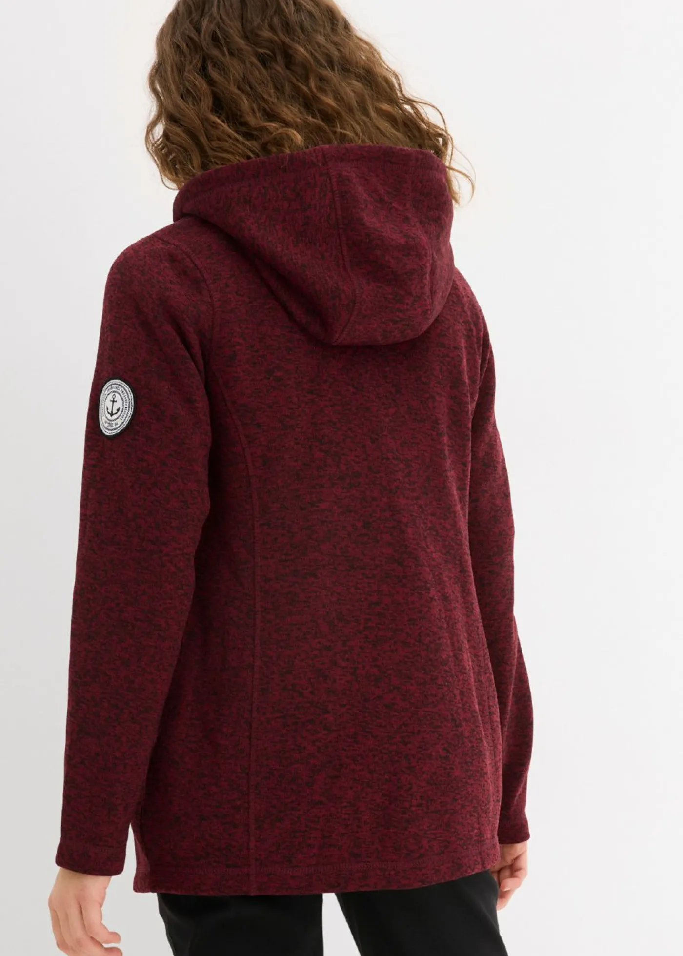 bonprix bonprix Chaqueta polar con capucha burdeos/negro moteado Discount