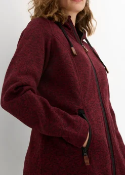 bonprix bonprix Chaqueta polar con capucha burdeos/negro moteado Discount