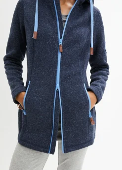 bonprix bonprix Chaqueta polar con capucha azul marino moteado Discount