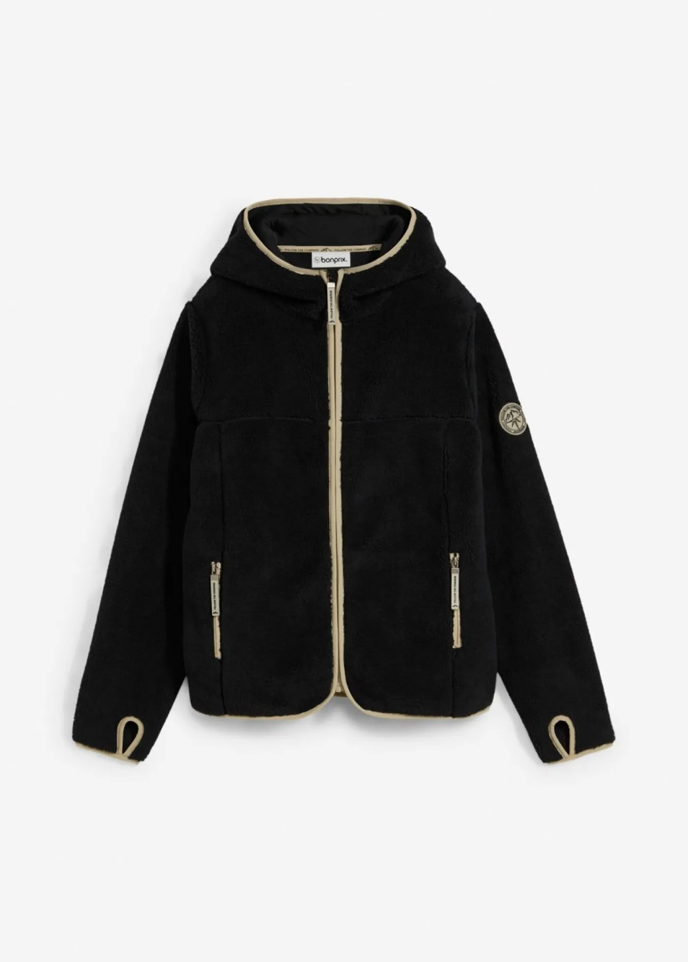 bonprix bonprix Chaqueta polar con capucha Negro Clearance