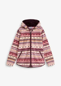 bonprix bonprix Chaqueta polar con capucha y estampado noruego sorbete de frutos rojos