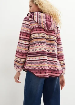 bonprix bonprix Chaqueta polar con capucha y estampado noruego sorbete de frutos rojos