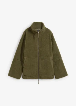bonprix bonprix Chaqueta polar con forro Verde oliva oscuro