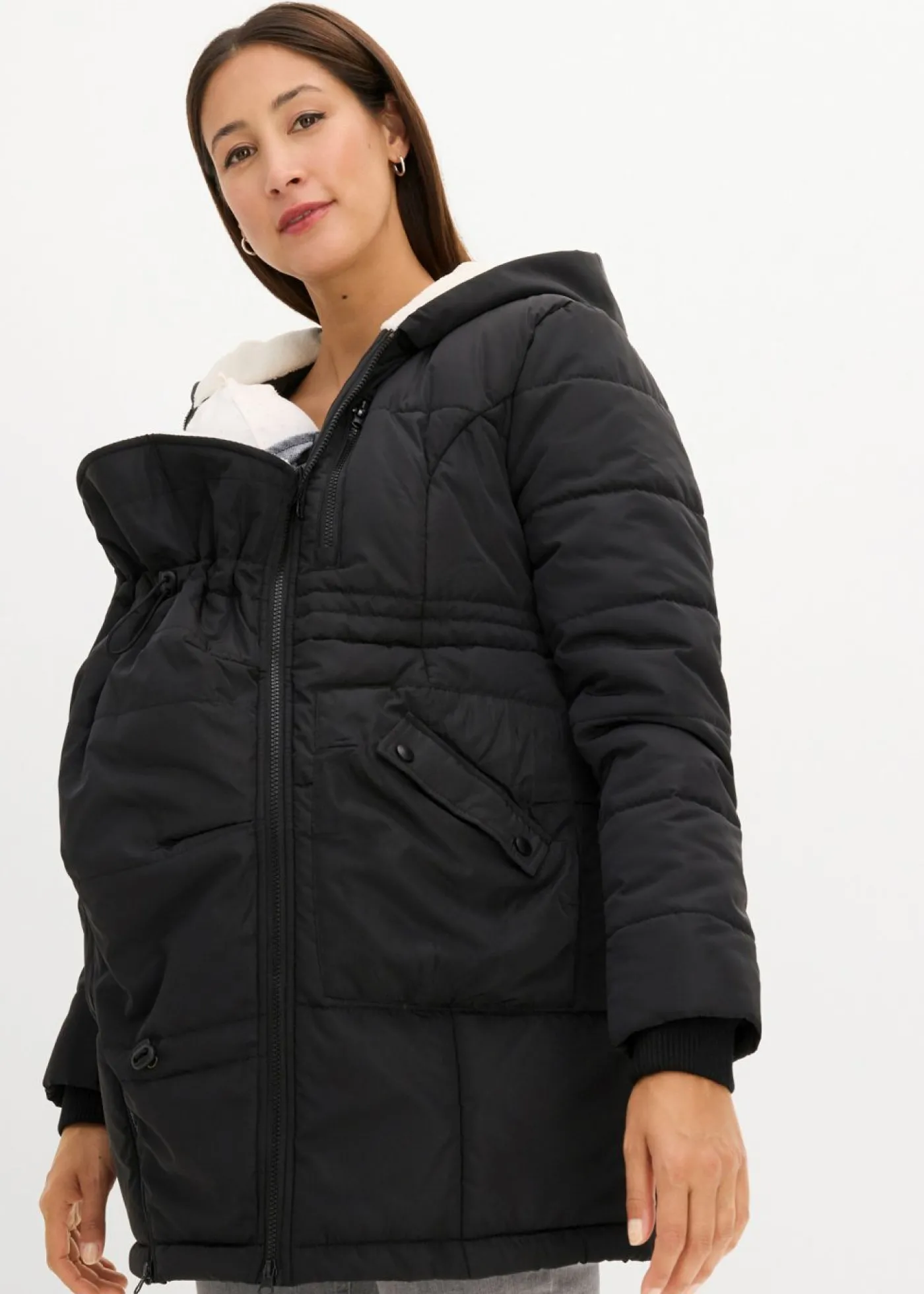 bonprix bonprix Chaqueta premamá 3 en 1 con inserto de porteo Negro Best