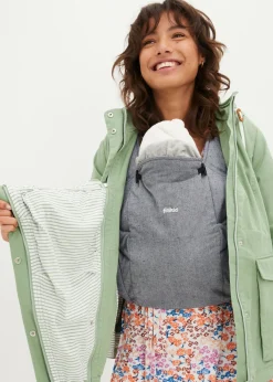 bonprix bonprix Chaqueta premamá 3 en 1 con inserto de porteo Verde musgo/blanco Clearance