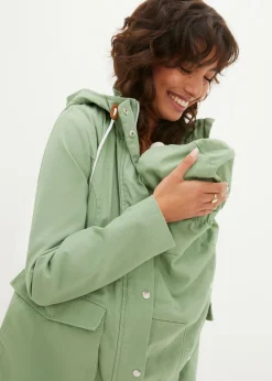 bonprix bonprix Chaqueta premamá 3 en 1 con inserto de porteo Verde musgo/blanco Clearance