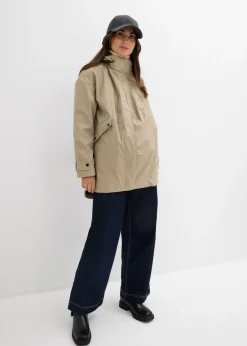 bonprix bonprix Chaqueta premamá impermeable 6 en 1 con inserto de porteo y chaqueta polar desmontable Beige-negro Outlet