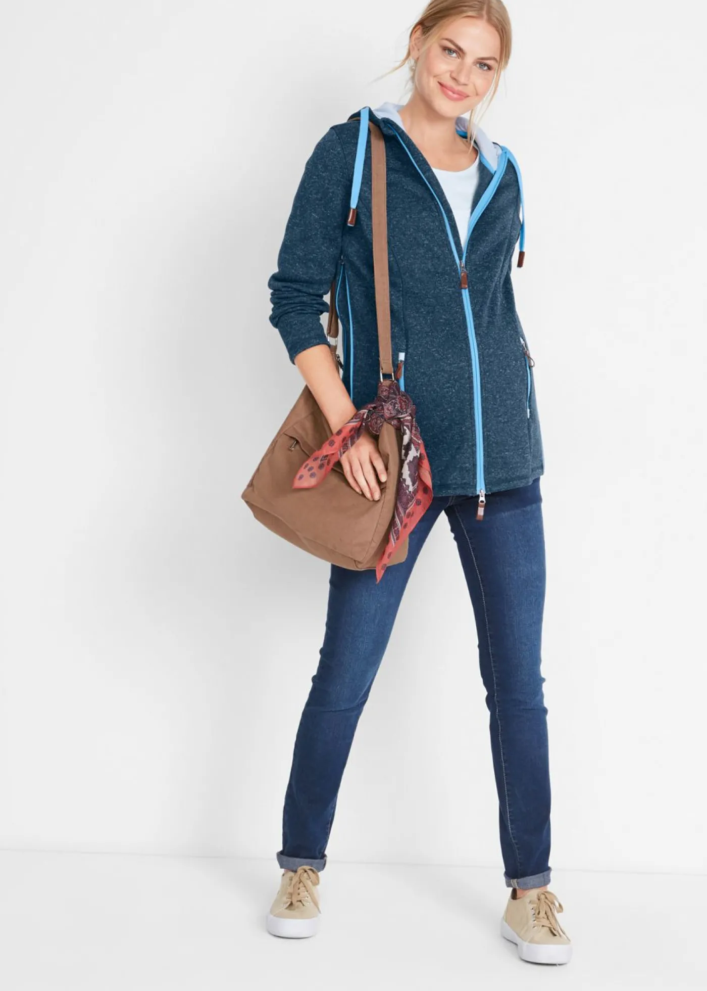 bonprix bonprix Chaqueta premamá/de porteo de tejido polar azul oscuro-azul medio moteado Best