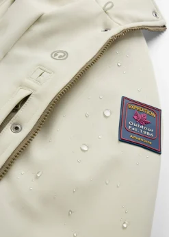 bonprix bonprix Chaqueta softshell elástica con diseño largo y tejido repelente al agua Beige Sale